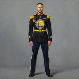 full body portrait of the dictator of the golden state warriors, 1 8 8 9, in full military garb, steph curry, oil on canvas by william sidney mount, trending on artstation