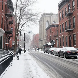 streets of Brooklyn, snowy, concept art, photorealistic