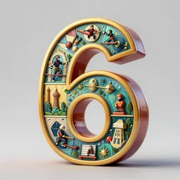 huge bold beautiful number six!!!! made from ninja warrior competition obstacles , hyper-realistic, ultradetails, intricate by mc esher and René Magritte and Giuseppe Arcimboldo