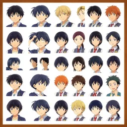 Anime character reference sheet, high quality anime