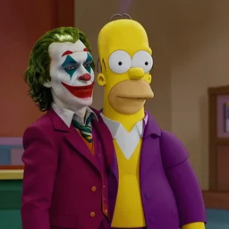 film still of Homer Simpson as joker in the new Joker movie