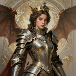 hyperdetailed portrait of beautiful queen's dragon armored girl mistress. highly detailed portrait, digital painting, sharp foccus ilustration, artstation hq. intricate, elegant. wlop, greg rutkowski, alphonse mucha, medium shot. dan mumford