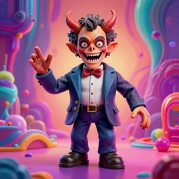the world's richest man is a ventriloquist dummy from hell!, psychedelic trip, trending on artstation, photorealism, vibrant colors, digital art, octane render