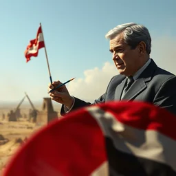 george bush painting a picture of iraq invasion, sharp focus, photography, unreal engine, trending on artstation, photorealistic, octane, trending on deviantart
