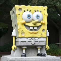 granite sculpture of spongebob squarepants in the style of gustav vigeland