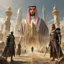 saudi arabia by artgerm and wlop and scott fischer and seb mckinnon, digital art, highly detailed, wide shot, intricate, fantasy, mystical, sharp focus, Trending on Artstation HQ, deviantart, unreal engine 5, 4K UHD image
