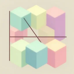 cubes. retro art by jean giraud. fibonacci. pastel colors