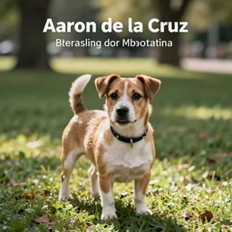 a cute dog in a park, aaron de la cruz