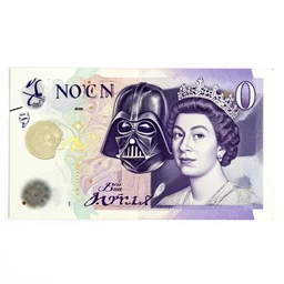 1 0 british pound note with darth vader on it