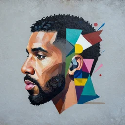 Drake profile picture by Sachin Teng, asymmetrical, Organic Painting , Matte Painting,  geometric shapes, hard edges, graffiti, street art:2 by Sachin Teng:4