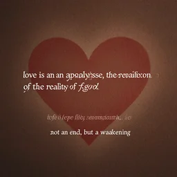 love is an apocalypse, the revelation of the reality of god, beyond life, beyond death, not an end, but an awakening