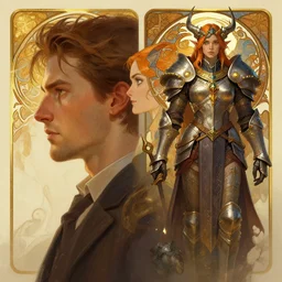 side profile portrait by christophe vacher and alphonse mucha with imogen poots as gloomhaven warcraft paladin 5 4 k rtx volumetric light concept studio matte painting digital illustration fanart artstation by rob rey, artgerm, thomas blackshear, magali villeneuve, jeremy lipkin, eve ventrue, lawren harris