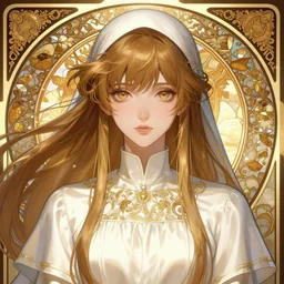 symmetry!!!!!! beautiful anime girl priestess close portrait, highly detailed, intricate, elegant, anime, dynamic lighting, concept art, digital art, digital painting, artstation, wlop!!, smooth, sharp focus, fair skin, illustration, art by artgerm, greg rutkowski, alphonse mucha