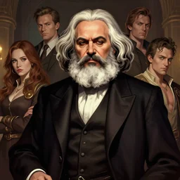 portrait of karl marx as a doomguy in team fortress 2 style, tragic, elegant, fantasy, hd shot, digital portrait, beautiful, artstation, comic style, by artgerm, guy denning, jakub rozalski, magali villeneuve and charlie bowater