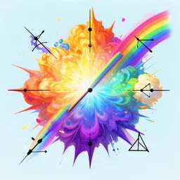 crazy math function simulation with colors and explosions, rainbow, trending on artstation