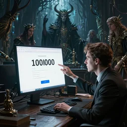 a digital salesman hits send on a mail blast of 1 0 0 0 0 contacts. a productive day in the office, intricate by dave dorman tom bagshaw and alex gray dramatic lighting, dark, atmospheric, fantasy, painted, wicca well composed, best on artstation, cgsociety, epic, stunning, gorgeous, intricate details, wow, masterpiece