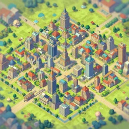 isometric view of a city in Dofus, the video game made by Ankama