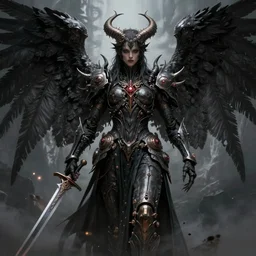 angel of darkness fantasy character portrait, ultra realistic, wide angle, intricate details, blade runner artifacts, highly detailed by peter mohrbacher, boris vallejo, hajime sorayama aaron horkey, gaston bussiere, craig mullins