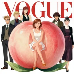 vogue magazine, elle magazine, anima emma watson sitting in giant peach, ilya kuvshinov, greg rutkowski, john singer sargent, anime, trending on artstation, intricate
