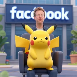 pokemon that looks like mark zuckerberg sitting in front of facebook hq, trending on artstation unrealengine 4k award winning highly detailed ultra hd mark zuckerberg