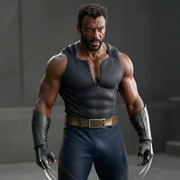 film still of Idris Elba as Logan with adamantium claws as Wolverine in new X-Men movie, cinematic