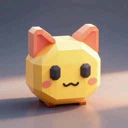 low polygon render of a cat icon emoji, colorful, detailed, isometric 3d, ultra HD