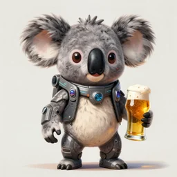 a portrait of an anthropomorphic cyberpunk koala holding a boot of beer, cyberpunk!, fantasy, elegant, digital painting, artstation, concept art, matte, sharp focus, illustration, art by josan gonzalez