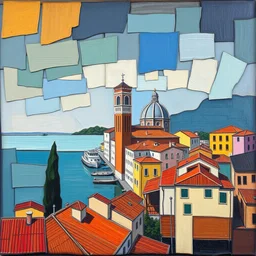 cubist painting of a mix of venice, florence, naples