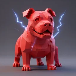 redstone sculpture of a detailed carved smiling pitbull + dramatic lightning + volumetric light + backlightning + lensflares + rays of light + dramatic shadows + glowing particles