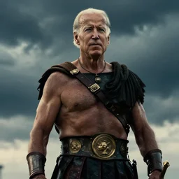 cinematic film still of joe biden! as leonidas in 3 0 0 movie, 8 k, epic moody sky, dramatic lighting