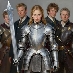 A painting of young Lynda Carter  wearing a intricate silver armor and holding Excalibur by nuri iyem, james gurney, james jean, greg rutkowski, anato finnstark. hyper detailed