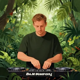 bush jungle dj, dan mumford art style, highly detailed, complimentary color, smooth, illustration, album cover