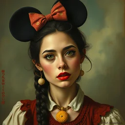 woman that looks like mickey mouse, artwork by chiara bautista and beksinski and norman rockwell and greg rutkowski, tom bagshaw weta studio, and lucasfilm