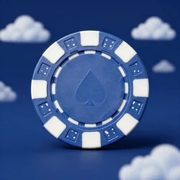 a poker chip with a dark blue table background with clouds, beeple and james jean, aya takano color style, 4 k, super detailed, night sky, digital art