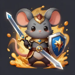 a cute gray cute mouse guard girl furry with a sword and shield, league of legends splash art