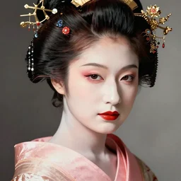 a digital portrait of a geisha by android jones