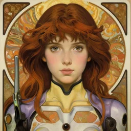 painting, young girl, beautiful face, gorgeous, face visible, halo, cinematic lighting, highly detailed eva suit, wallpaper, extremely detailed, sharp focus, by studio ghibli, george stubbs, louis wain, alphonse mucha, intricate, beautiful, award winning, trending on artstation, pixiv
