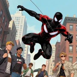 miles morales swinging through brooklyn by stanley artgerm lau wlop rossdraws james jean andrei riabovitchev marc _ simonetti and sakimichan tranding on artstation