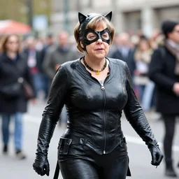 Angela Merkel dressed as Catwoman leads cosplay parade
