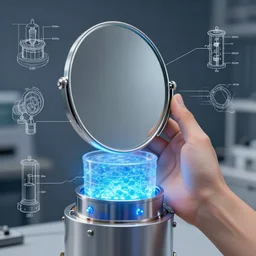apparatus holding mirror in vacuum, with cooling, design concept, virtual diagram