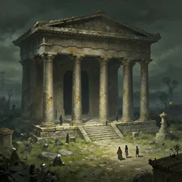 ancient greek temple dungeon, no people, scenery matte painting concept art, Elden Ring official, trending on behance hd artstation, by Jesper Ejsing, by RHADS and Makoto Shinkai and Lois van baarle and ilva kuvshinov and rossdraws
