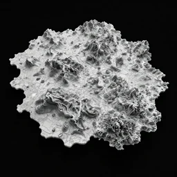 a photorealistic render of a topographic map, on a black background, greyscale, made of melted plastic and marble, c 4 d, by zhelong xu ouchh studio and ernst haeckel, wide angle, hyper realistic, plain black background, 8 k, volumetric lightning, octane render