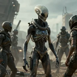 alien invasion cinematic scene, hyperrealistic details, octane render, ultra realistic details, 8 k, dramatic shoot