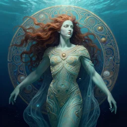 hyperdetailed underwater portrait of a male cosmic god. by greg rutkowski, highly detailed, digital painting, artstation, smooth, sharp focus illustration, artstation hq. intricate, elegant. art by wlop and artgerm and greg rutkowski, alphonse mucha, medium shot. dan mumford, tomokazu matsuyama, takato yamamoto