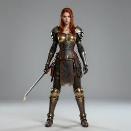 full body photo of a female steampunk Valkyrie warrior