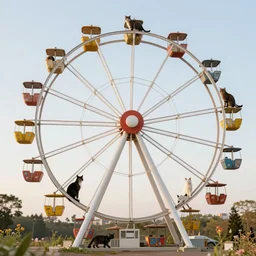 ferris wheel made out of cats