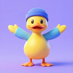 rapper duck with arms out wide in psychedelic style front view