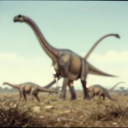 The first picture ever taken, 65 million years ago. Diplodocus and stegosaurs. Stained. Blurry. Over Exposed