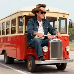 Johnny Cash riding the trolly