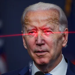 joe biden shoots red lasers out of his eyes, photo, detailed, 4 k